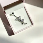 پیرسینگ ناف سوسمار پین استیل آبکاری رودیوم