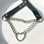 چوکر قلب زنجیر دار چرم آبکاری نقره ای