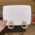 گوشواره ماه ستاره مروارید طلایی