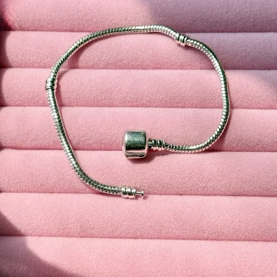 دستبند پاندورا زنجیری بیسیک سایز 17 دستبند پاندورا زنجیری 18 دستبند پاندورا 19 آبکاری نقره دستبند پاندورا 20 سانتیمتر نقره ای