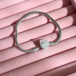 دستبند پاندورا قفل قلب دور نگین