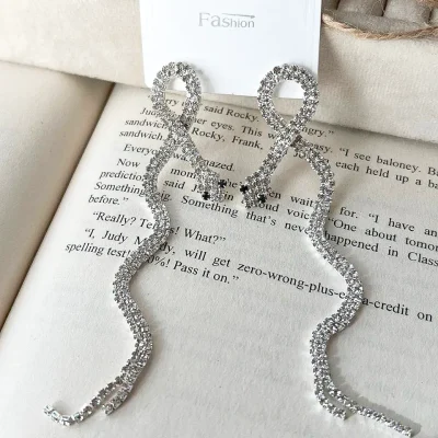 گوشواره مار جواهری آبکاری رودیوم