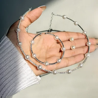 ست تنیسی چوکر طوقی مروارید جواهری