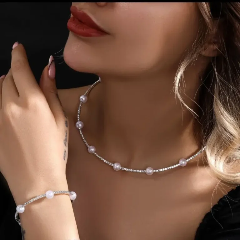 ست تنیسی چوکر طوقی مروارید جواهری