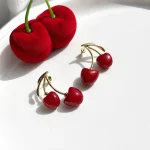 گوشواره آلبالو آویزدار طلایی