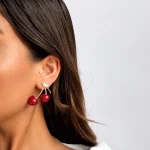گوشواره آلبالو آویزدار طلایی