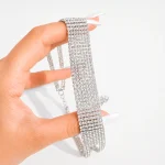 چوکر جواهری پهن نقره ای