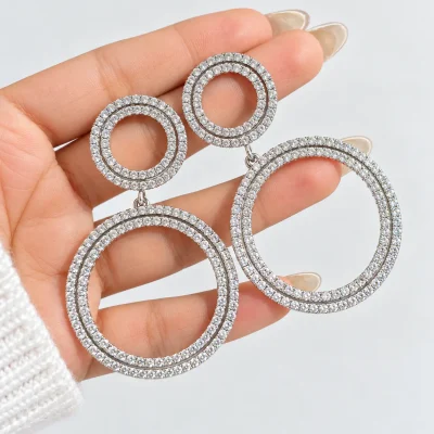 گوشواره اوربیت رویال کریستالی آویز دار حلقه ای